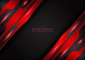 Abstract technology geometric red and black color shiny motion metal background vector