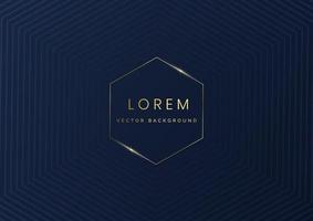 Abstract template hexagon lines on dark blue background with golden line Luxury style vector