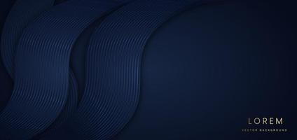 Abstract shiny wave curved lines on dark blue background Luxury concept vector