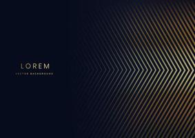 Abstract shiny gold arrow lines pattern on dark blue background luxury concept with space for text vector