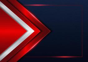 Abstract template red shiny and silver triangle overelapping on dark blue background with space for text vector