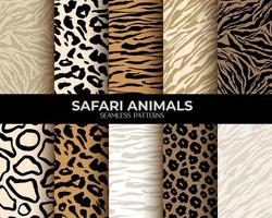 Animal Fur Print Vector Seamless Patterns with Leopard Tiger and Zebra