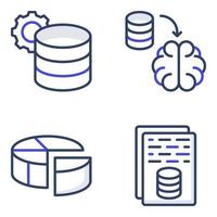 Pack of Database Flat Icons vector