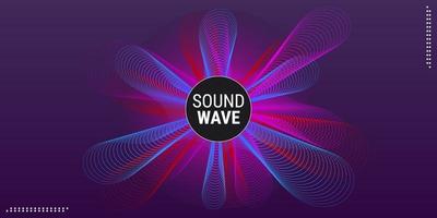 Abstract music background wave line design in blue purple and red gradient colors vector