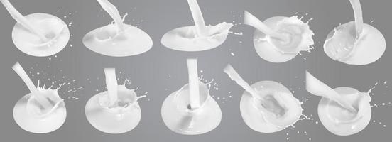 Set of milk splashes Vector 3d elements