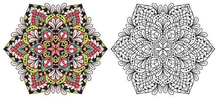 Doodle zentangle mandala design colouring book pages for adults therapy patterns and children Anti stress vector