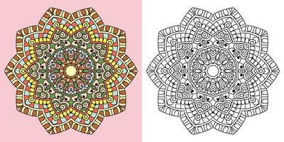 Doodle zentangle mandala design colouring book pages for adults therapy patterns and children Anti stress vector