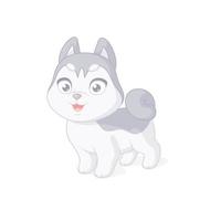 Cute standing Siberian husky puppy cartoon vector character isolated on white background