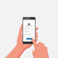 Online registration form concept on smartphone screen vector