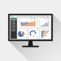 Web analytic information on Computer screen icon vector