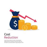 Costs reduction costs cut costs optimization business concept vector