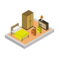 Isometric Hostel Room vector