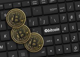 Bitcoin with black keyboard vector