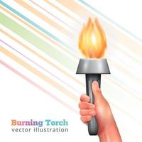 Realistic Hand Torch Background Vector Illustration