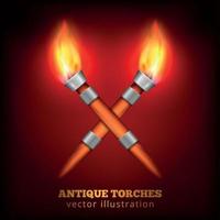 Antique Torches Realistic Background Vector Illustration