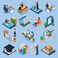 Online Education Isometric Icons Vector Illustration