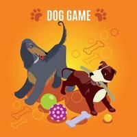 Dog Game Isometric Composition Vector Illustration