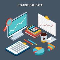 Statistical Data Isometric Design Concept Vector Illustration