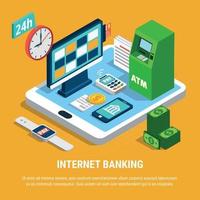 Internet Banking Isometric Composition Vector Illustration