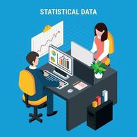 Statistical Data Isometric Background Vector Illustration