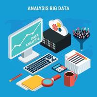 Big Data Analysis Isometric Design Concept Vector Illustration