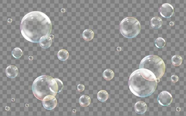 Realistic transparent colored soap or water bubble