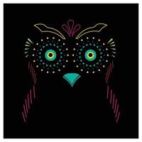 Colorful Owl line art free vector