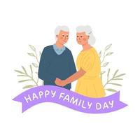 An elderly cute couple stands holding hands vector