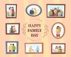 Different family photos as a symbol of continuity of generations vector