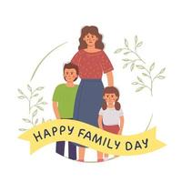 Cute single mother with children vector