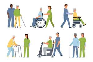 Set of different disability people vector