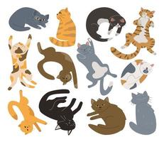 Bundle of doodle hand drawn cats vector