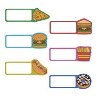 Fast food sticky notes vector design