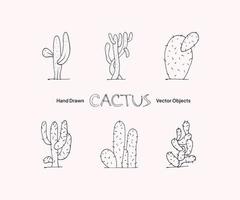 cactus dibujados a mano objetos vectoriales vector