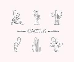 cactus dibujados a mano objetos vectoriales vector