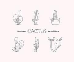 cactus dibujados a mano objetos vectoriales vector