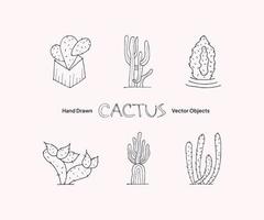 cactus dibujados a mano objetos vectoriales vector