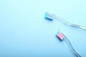 Toothbrushes in simple dental health concept photo