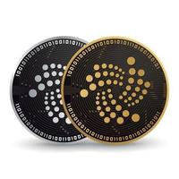 criptomoneda iota de oro y plata vector