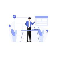 designers research create and present websites and app vector illustration