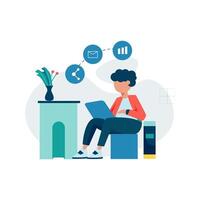 freelancers work and discuss in coworking space vector illustration