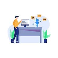 The developer resets designs discusses and makes applications vector illustration