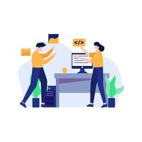 The developer resets designs discusses and makes applications vector illustration