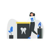 Dentist discusses and checks the dental health of patients vector illustration