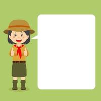 Scout Character Making Thumb Up with Speech Bubbles vector