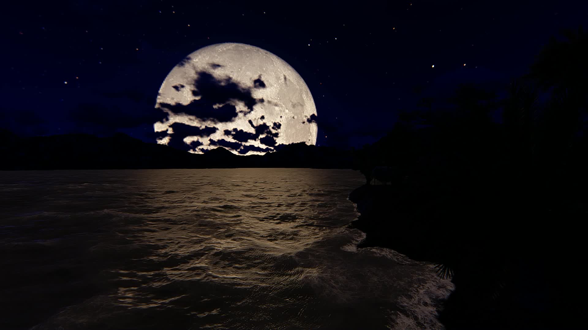 pieno Luna con un' lunare sentiero riflessa nel il specchio di il mare.  12658777 Stock Photo su Vecteezy