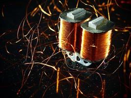 Electricity transformer with copper wire photo