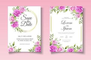 hermosa tarjeta de invitación de boda floral vector