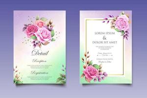 Beautiful Hand Drawing Floral Wedding Invitation Card vector