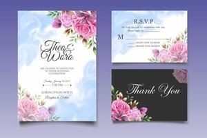 Beautiful Hand Drawing Floral Wedding Invitation Card vector